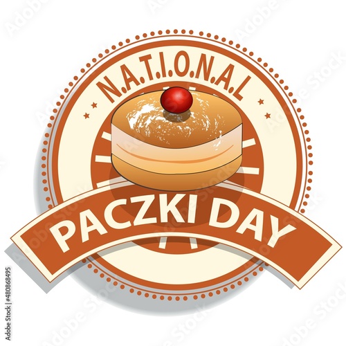 National Paczki Day or Happy Paczki Day Sign and Badge Vector Illustration