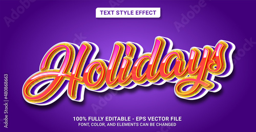 Text Style with Holidays Theme. Editable Text Style Effect.