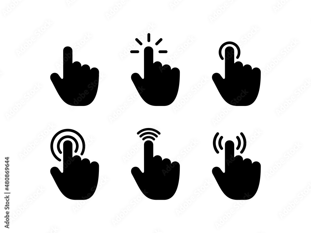 Fototapeta premium Cursor simple flat icon set vector illustration. Click simple flat icon set vector illustration.