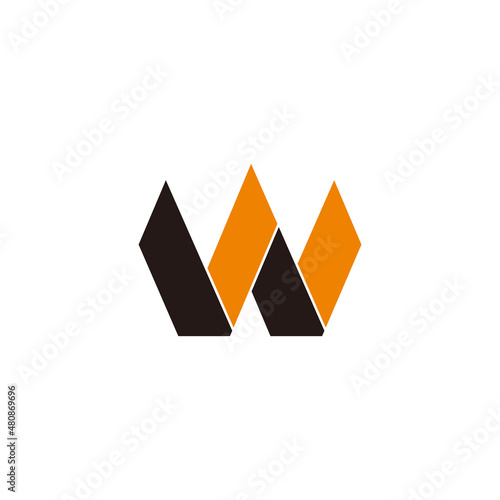 letter w simple 3d flat ribbon geometric colorful logo vector