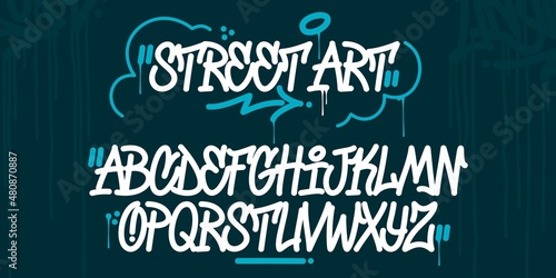 Handwritten Hiphop Doodle Graffiti Street Art Style Font Alphabet. Vector Abstract Illustration