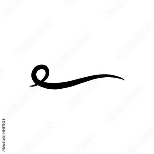 Curl underline handwritten pen stroke, vector illustration isolated on white.
