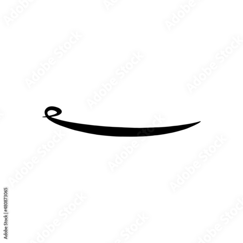 Underline typography pen stroke or feature mark, vector illustration isolated.