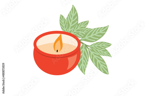candle and leaves photo