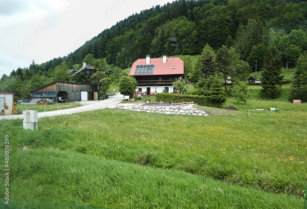 A house in the countryside along the Austrian railway.