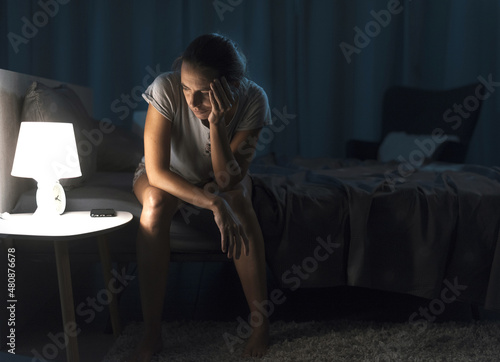 Exhausted woman suffering from insomnia