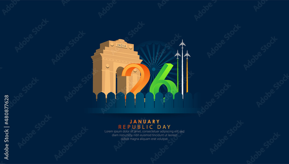 Fototapeta premium 26 January- Happy Republic Day of India celebration.