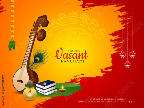 Happy Vasant Panchami traditional festival celebration background design photo