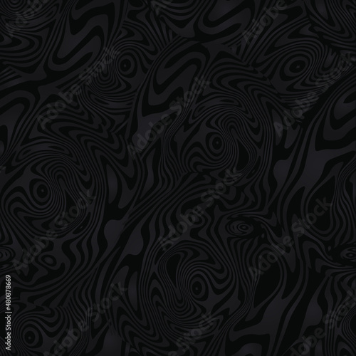 Black and white pattern with swirls. Abstract illusion. Seamless pattern. Vector ornament.