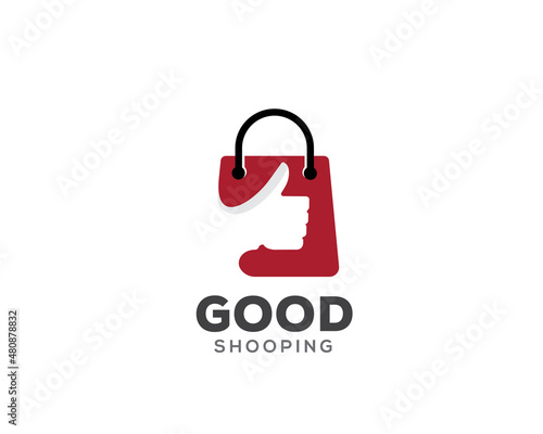 good like hand thumbs up shopping bag logo template illustration inspiration