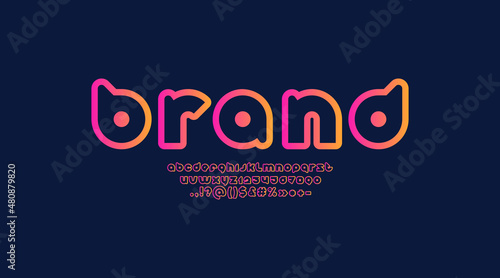 Modern trendy alphabet, bright rounded font, letters from A to Z and numbers from 0 to 9, vector illustration 10EPS