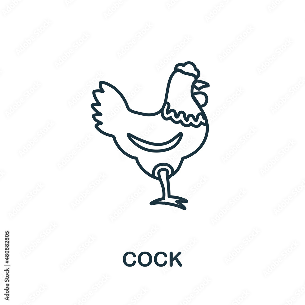 Fototapeta premium Cock icon. Line element from farming collection. Linear Cock icon sign for web design, infographics and more.