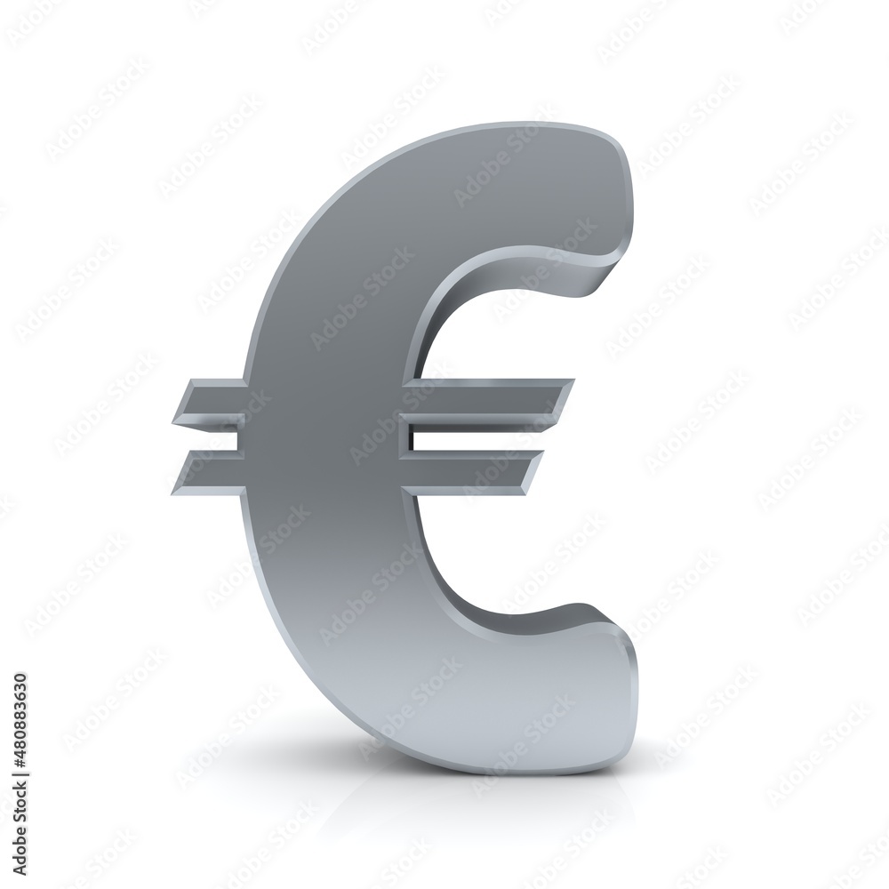 € sign silver symbol 3d