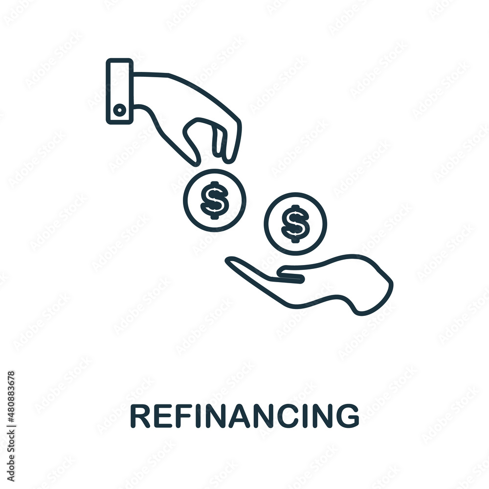 Refinancing icon. Line element from economic crisis collection. Linear Refinancing icon sign for web design, infographics and more. Refinancing icon. Line element from economic crisis collection. Linear Refinancing icon sign for web design, infographics and more.