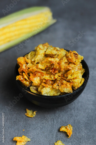 Corn Chips snack with sweet and spicy seasoning.