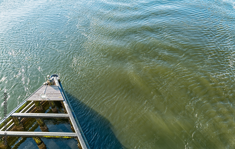 Obraz premium A foundation footing of the Siuslaw River Bridge in Florence, Oregon, USA