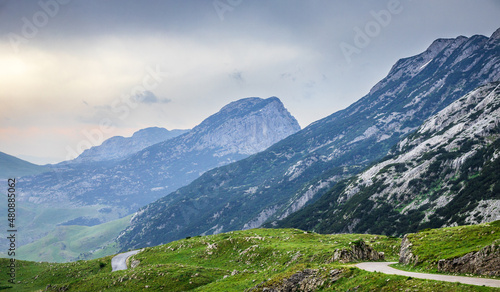 Scenic landscape view in mountains of Durmitor, Montenegro. © skumer