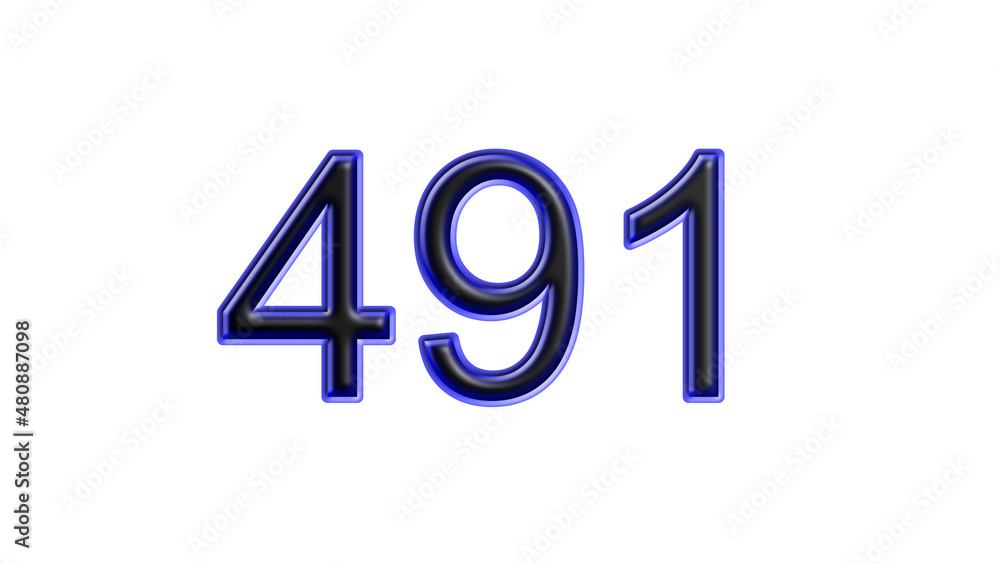 blue 491 number 3d effect white background blue 491 number 3d effect white background
