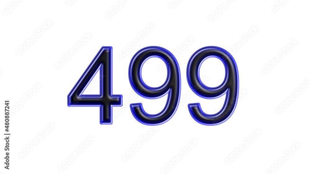 blue 499 number 3d effect white background blue 499 number 3d effect white background