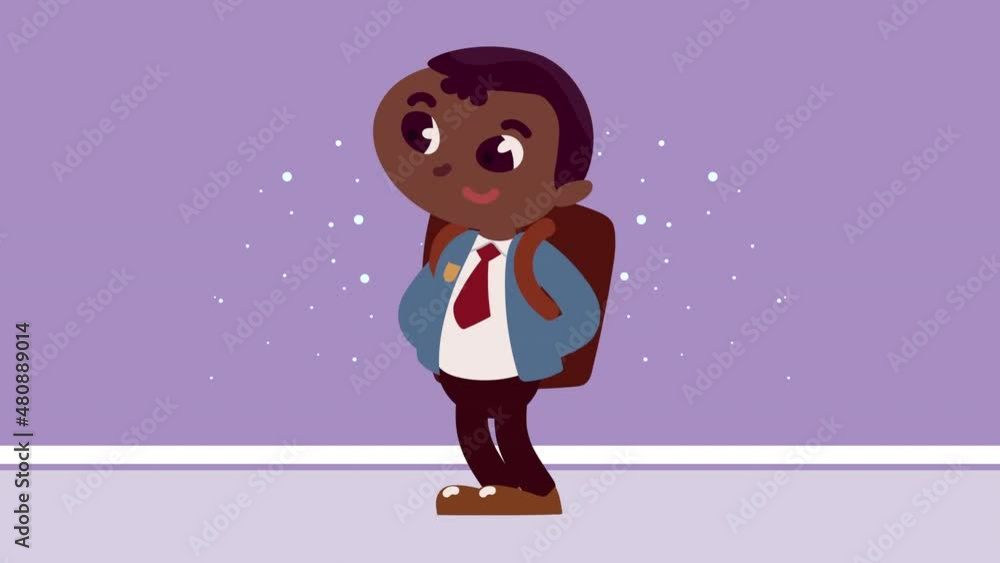 afro little student boy character animation afro little student boy character animation