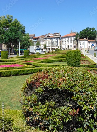 Park of the Largo da Republica do Brasil in Guimaraes, Norte - Portugal 