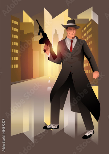 Man holding machine gun