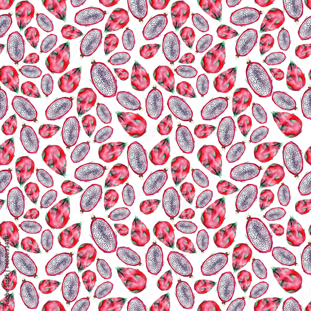 Watercolor seamless pattern with exotic fruits Watercolor seamless pattern with exotic fruits