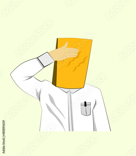 shame culture vector illustration with bag at human head