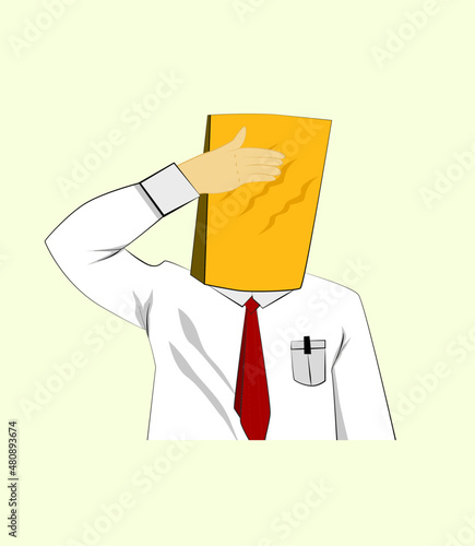 shame culture vector illustration with bag at human head