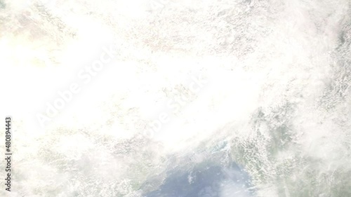 Wallpaper Mural Zoom in from space and focus on India, Katihar. 3D Animation. Background for travel intro. Elements of this image furnished by NASA Torontodigital.ca