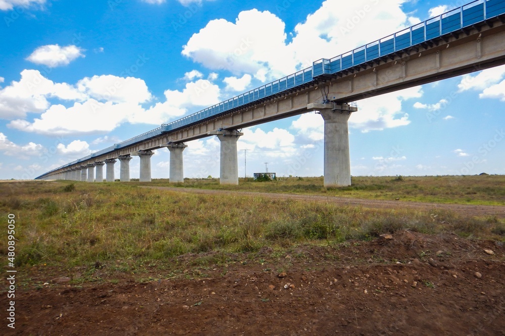 Scenic view of the Nairobi Mombasa Standard Gauge Railway line seen from Nairobi National Park, Kenya Scenic view of the Nairobi Mombasa Standard Gauge Railway line seen from Nairobi National Park, Kenya
