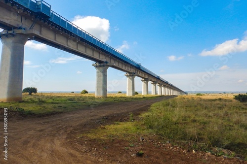 Scenic view of the Nairobi Mombasa Standard Gauge Railway line seen from Nairobi National Park  Kenya