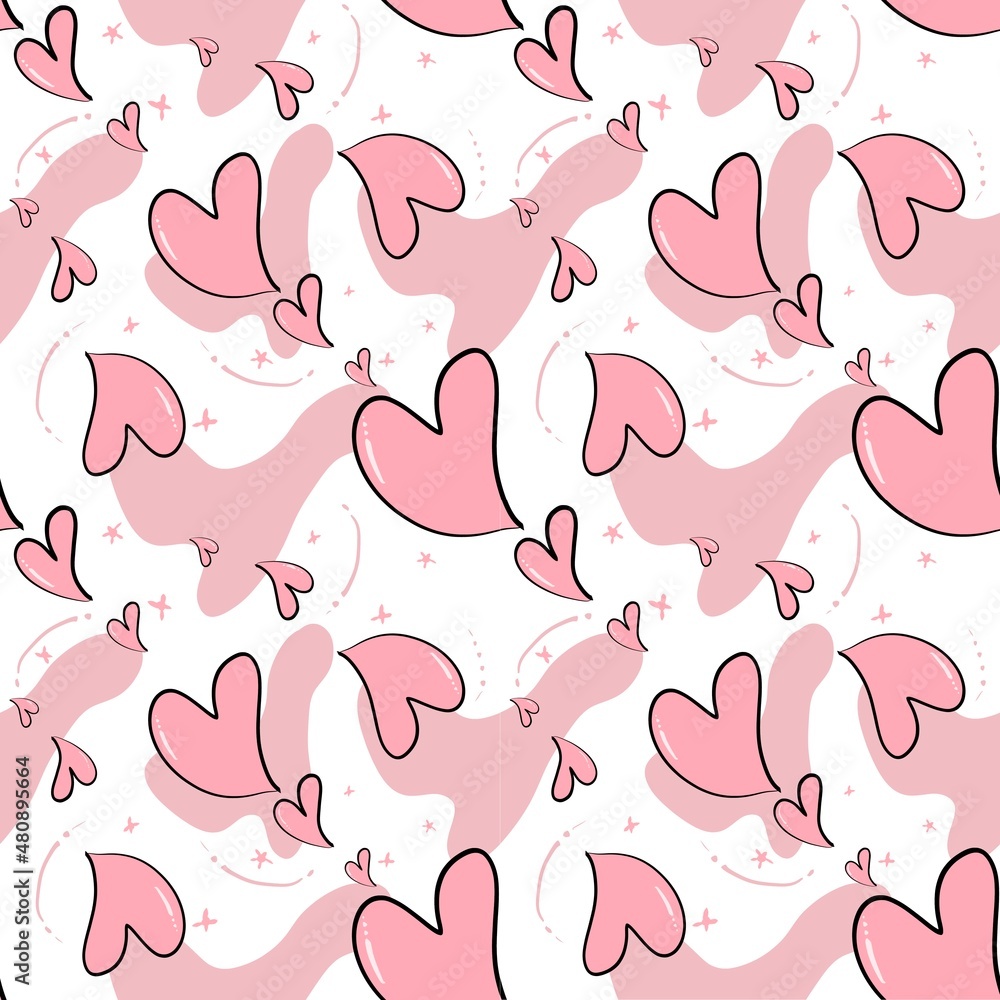 seamless pattern with hearts, pink heart seamless pattern, abstract background, for fabric work, paper, wrapping. seamless pattern with hearts, pink heart seamless pattern, abstract background, for fabric work, paper, wrapping.