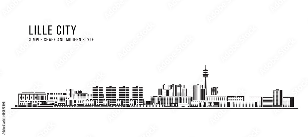 Cityscape Building Abstract Simple shape and modern style art Vector design - Lille city