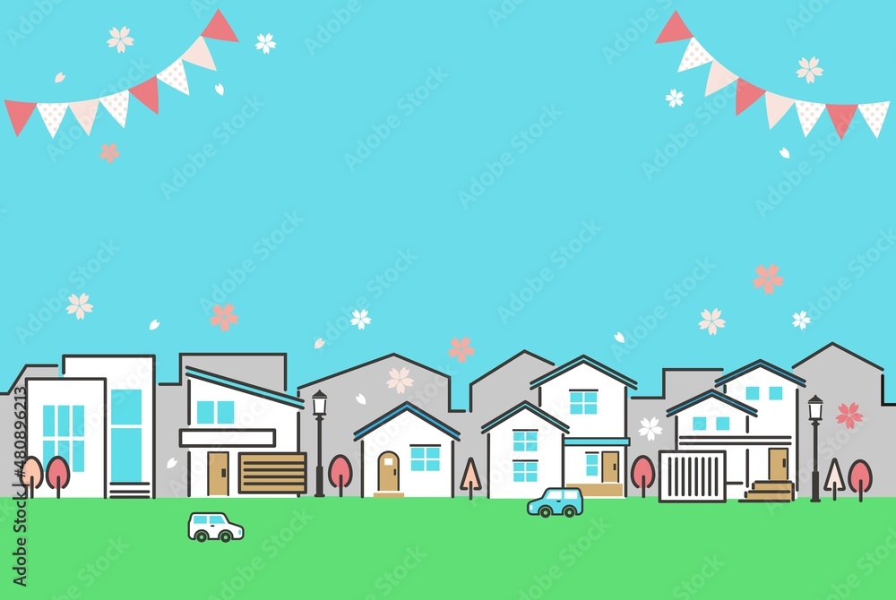 シンプルでかわいい春と桜の街並みのベクターイラスト素材 ビル 家 春 Stock ベクター Adobe Stock シンプルでかわいい春と桜の街並みのベクターイラスト素材 ビル 家 春 Stock ベクター Adobe Stock