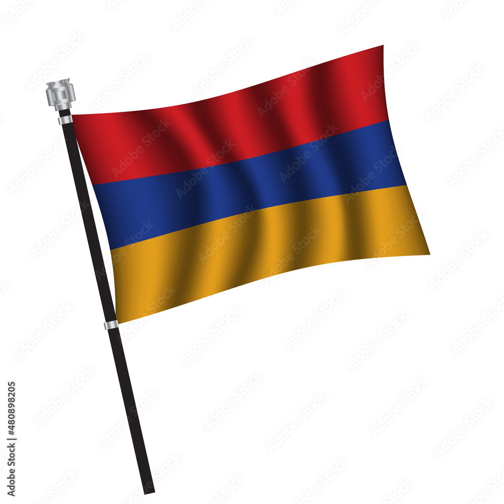 Armenia flag , flag of Armenia waving on flag pole, vector illustration EPS 10. Armenia flag , flag of Armenia waving on flag pole, vector illustration EPS 10.