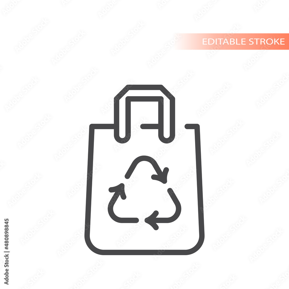 Recycled shopping bag line vector icon. Outlined symbol, editable stroke. Recycled shopping bag line vector icon. Outlined symbol, editable stroke.
