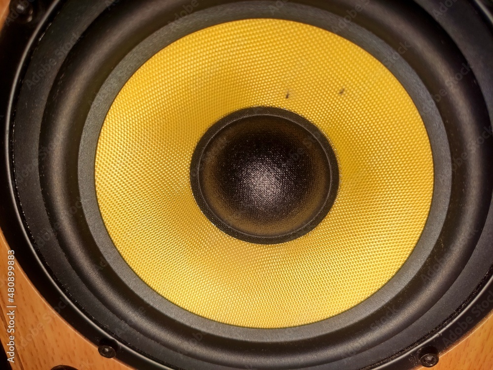 Macro speaker.  Yellow speaker surface.