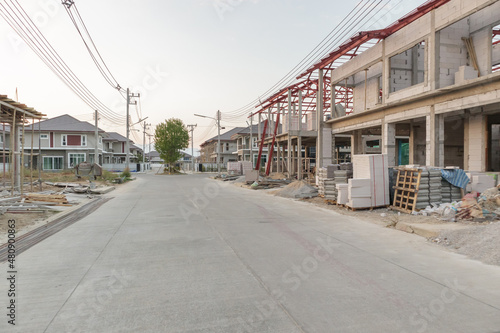 construction residential new house in progress at building site