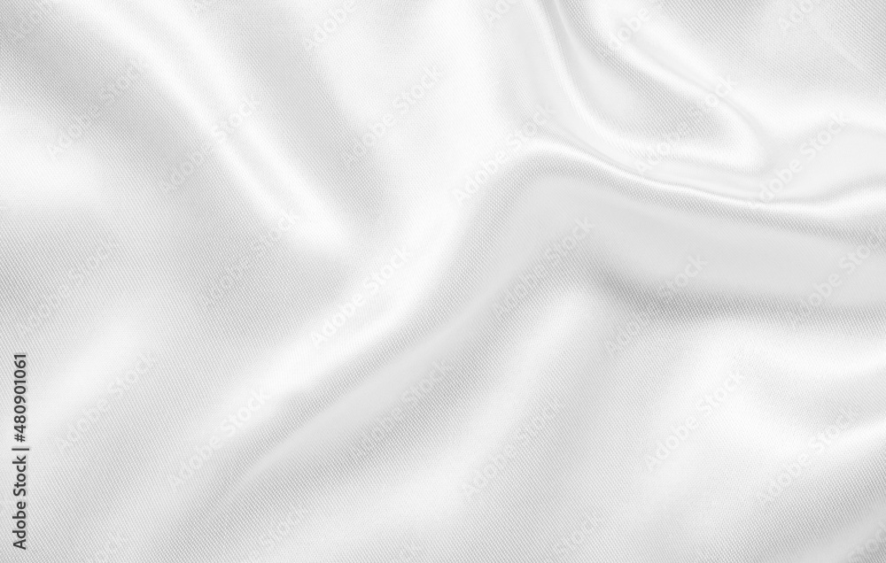 Abstract white fabric with soft wave texture background - obrazy, fototapety, plakaty 