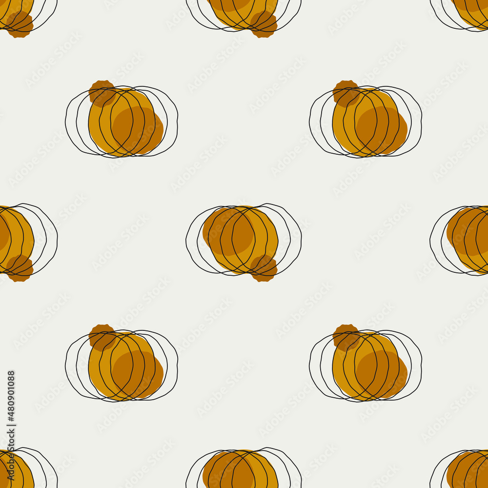 Hand drawn minimal style round abstract seamless pattern background