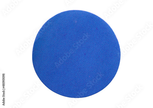 Blank blue round adhesive paper sticker label isolated on white background © Piman Khrutmuang