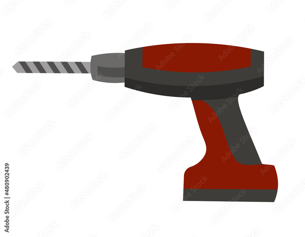 Drill in cartoon style. Classic work tool. Drill in cartoon style. Classic work tool.
