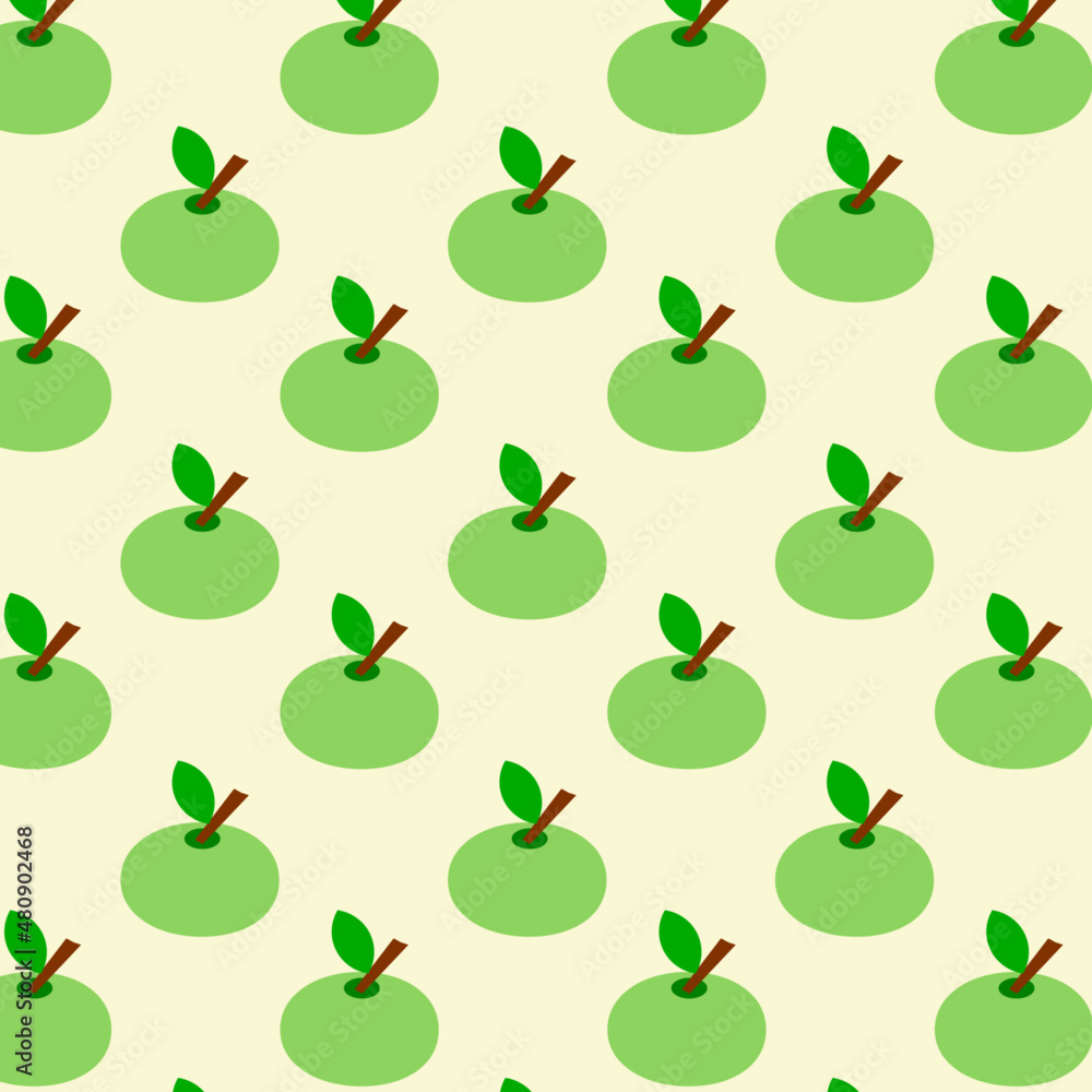 Pattern with green apples on a light background. Pattern with green apples on a light background.