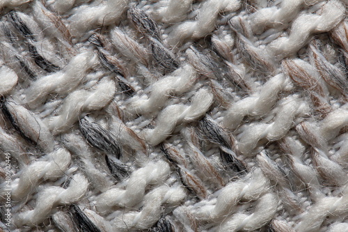 interlacing threads in jacquard fabric close-up