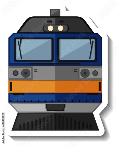 Front of diesel locomotive in cartoon style