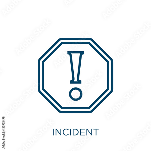 incident icon. Thin linear incident, protection, insurance outline icon isolated on white background. Line vector incident sign, symbol for web and mobile photo