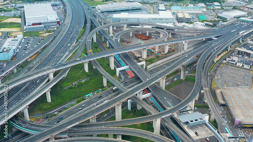 高速道路のジャンクション　空撮