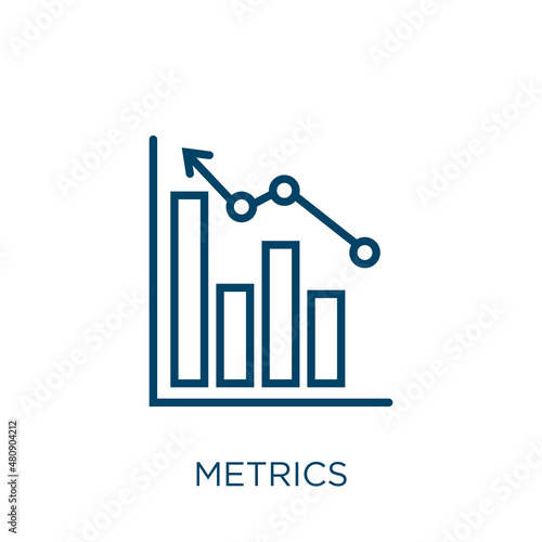 metrics icon. Thin linear metrics, 1, metric outline icon isolated on white background. Line vector metrics sign, symbol for web and mobile