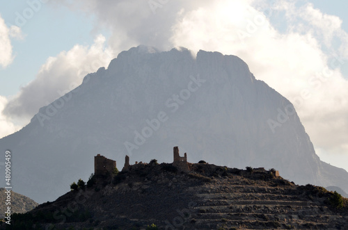 The ruins of an old mosque in the twilight at the costa blanca in Spain. 
